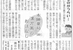 滋賀夕刊掲載【第281回】漢方薬のおはなし